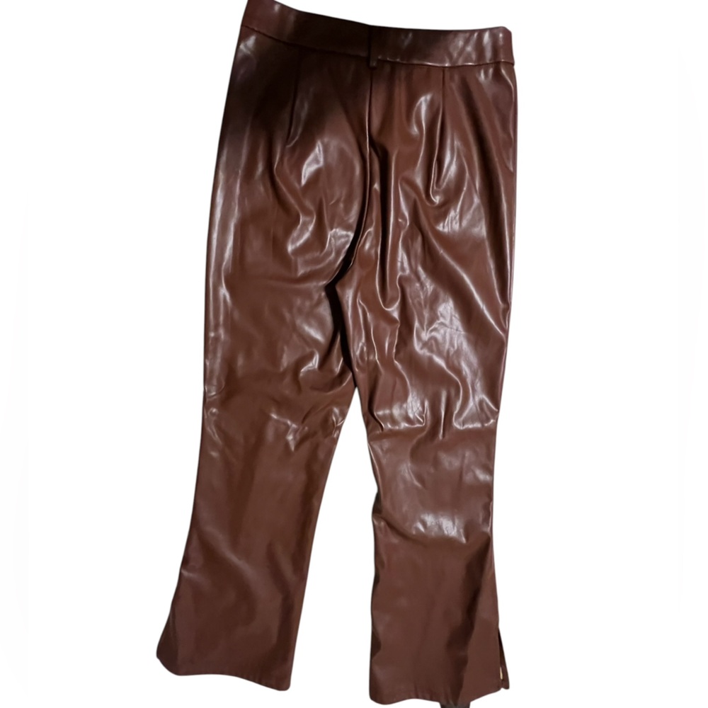 SHEIN Brown Faux Leather Flare Pants - Picture 6 of 8